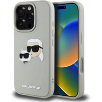 Karl Lagerfeld 3D Rubber Double Heads kryt iPhone 16 Pro béžový - Pouzdra