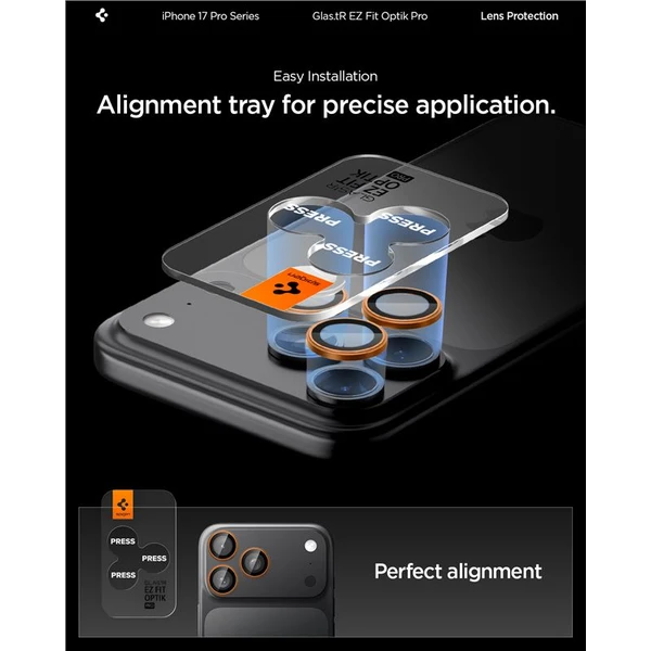 Spigen Glass tR EZ Fit Optik Pro skla iPhone 17-14 Pro/17-14 Pro Max orange (2 ks) - Ochranné folie a skla - Obrázek 56d262cb8fc147ff90c9a395c86ae665