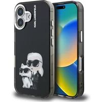 Karl Lagerfeld IML Aquarelle Karl and Choupette kryt iPhone 16 černý - Pouzdra