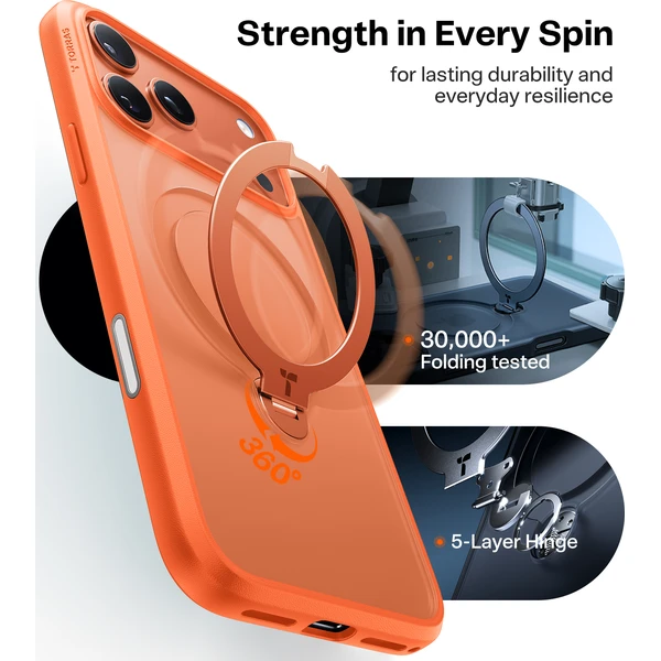 Torras Ostand Q3 Spin MagSafe kryt iPhone 17 Pro energy orange - Pouzdra - Obrázek 57795058aef040d4a52bef18c674b52d