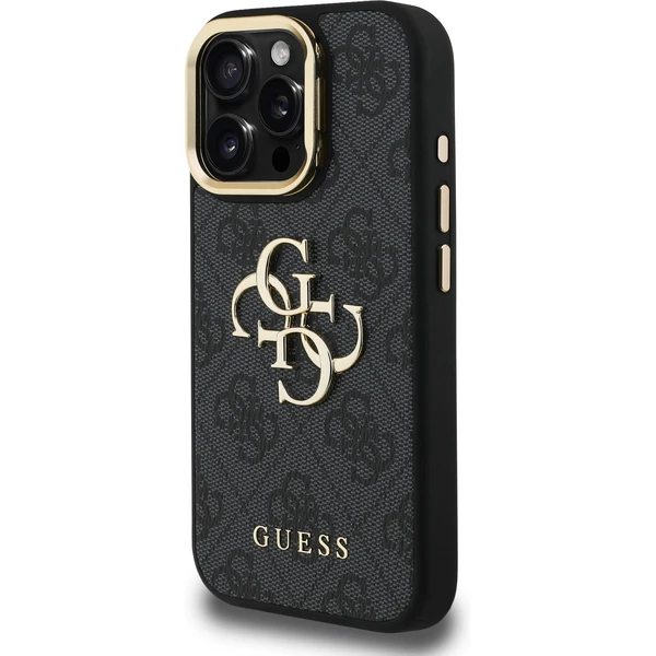 Guess PU 4G Metal Logo Stand Camera Frame kryt iPhone 15 Pro Max černý - Pouzdra - Obrázek 580f742f4b3349e595f78285141d351b