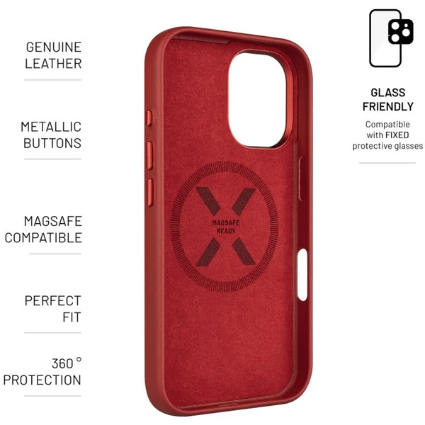 FIXED MagLeather kožený kryt s MagSafe Apple iPhone 16 červený - Pouzdra - Obrázek 5816c71b88204de68471e4eb87fd5967