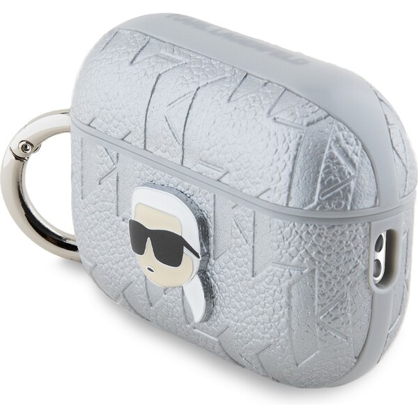 Karl Lagerfeld PU Embossed Karl Head pouzdro AirPods Pro 2 stříbrné