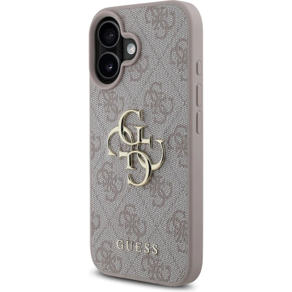 Guess PU 4G Metal Logo kryt pro iPhone 16 růžový - Pouzdra - Obrázek 588451ade44c4884ac399d3a11138b34
