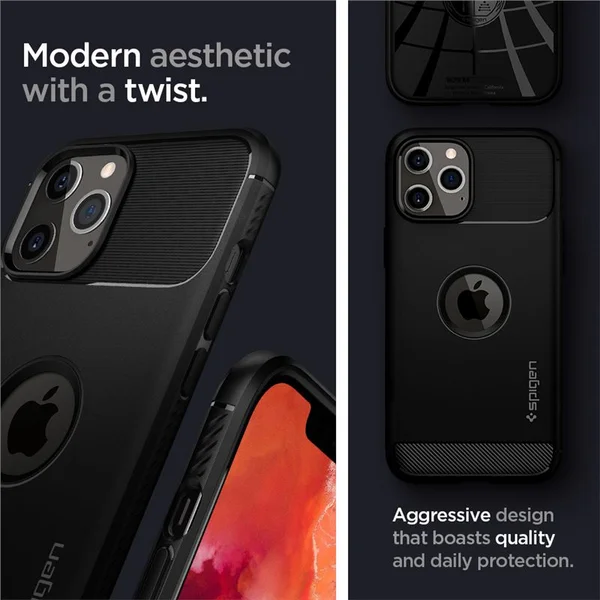 Spigen Rugged Armor kryt iPhone 12 / 12 Pro černý - Pouzdra - Obrázek 58B3200401