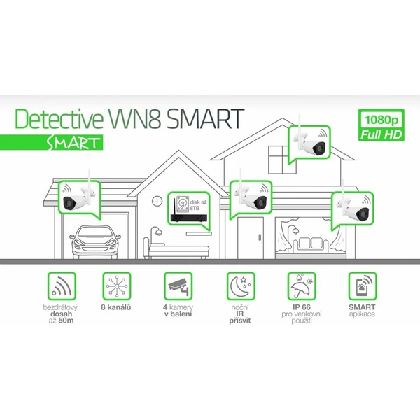 Evolveo Detective WN8 SMART 4 ks bílá - IP kamery - Obrázek 592a862da06e4d47836deb0899e20437