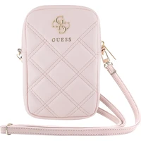 Guess PU Quilted 4G Metal Logo Wallet Phone Bag Zipper růžový - Popruhy a crossbody