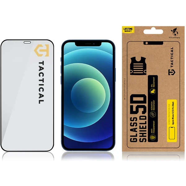 Tactical Glass Shield 5D sklo pro iPhone 12/12 Pro černé - Ochranné folie a skla - Obrázek 5FN2G00101
