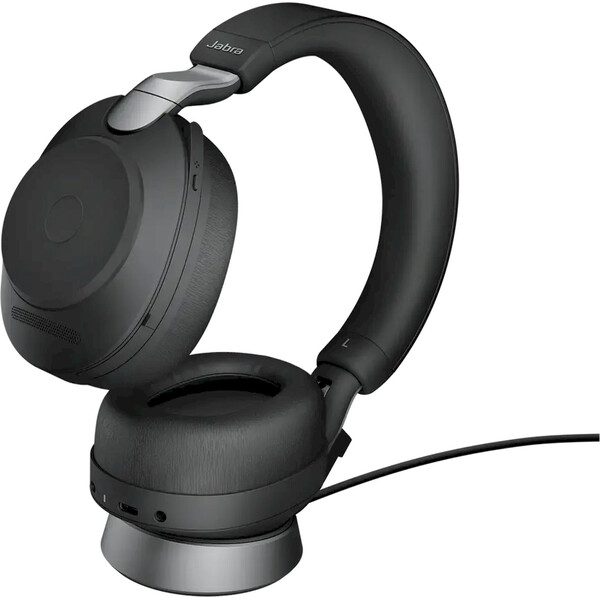 Jabra Evolve2 85 Link380/390c UC Stereo bezdrátová sluchátka se stojánkem černá Černá