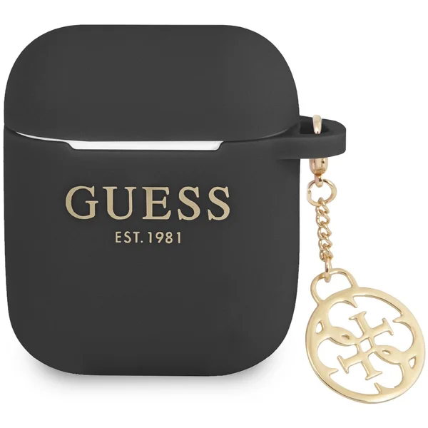 Guess 4G Charm Silikonové Pouzdro pro Airpods 1/2 černé - Pouzdra - Hlavní obrázek