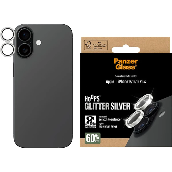 PanzerGlass® Hoops skla Apple iPhone 17/16/16 Plus třpytivě stříbrné - Ochranné folie a skla - Obrázek 5YEH000K01