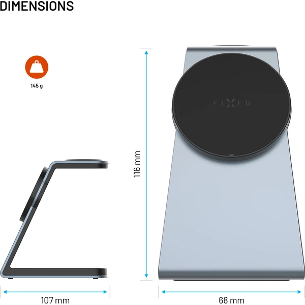 FIXED MagPowerstation Alu stojánek 3v1 s bezdrátovým nabíjením pro Samsung s podporou MagSafe šedý - Nabíječky - Obrázek 5ab0e820923f4fb08d9841a3281568e4
