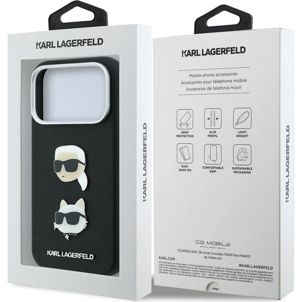 Karl Lagerfeld PU Semi Wrap Saffiano K&CH Heads kryt iPhone 18 Pro Max černý - Pouzdra - Obrázek 5ad83a58aebd44b6b95ebcaf779e5ea7