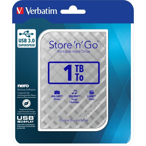 VERBATIM Store 'n' Go 1TB HDD USB 3.0 stříbrný - Pevné disky - Obrázek 5b062989ae904de4834b676175865880