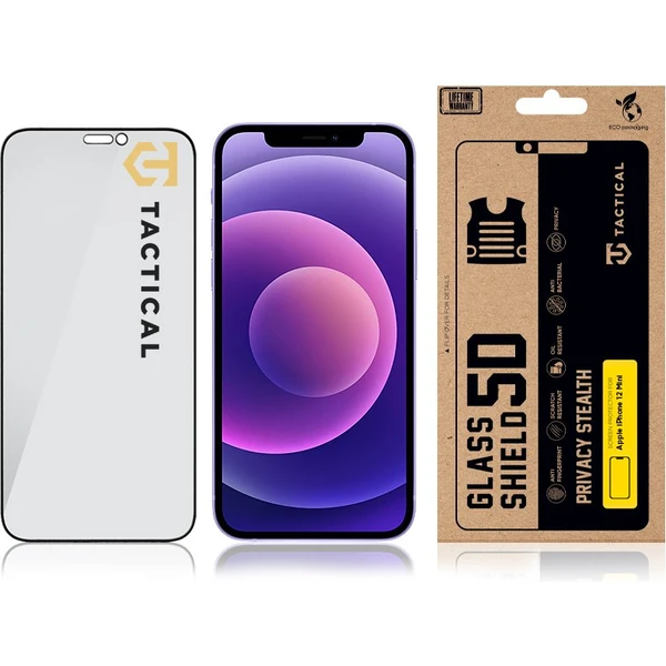 Tactical Glass Shield Privacy Stealth 5D sklo Apple iPhone 12 Mini černé - Ochranné folie a skla - Obrázek 5b225fe17f7046978198dc80827699a1