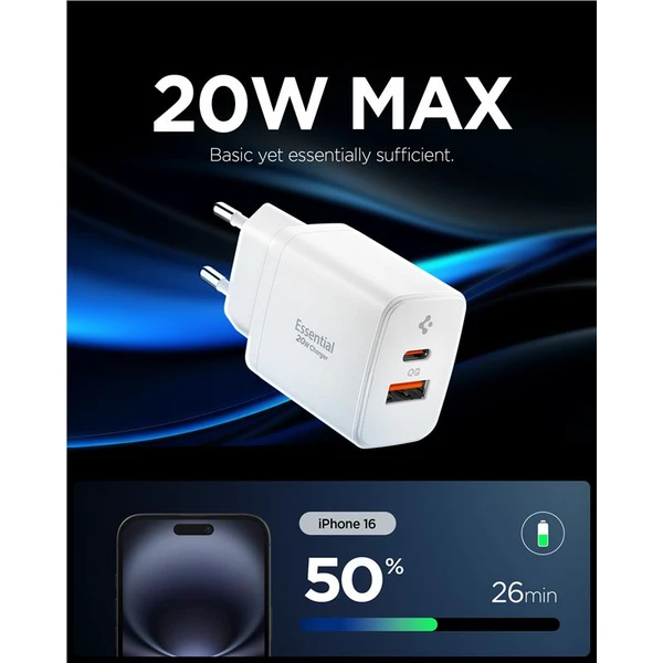 Spigen Essential EE202EU (20W) USB-C/USB-A nabíječka bílá - Nabíječky - Obrázek 5bd9bd1a25ae4e4eb88e84f4e55eaad6