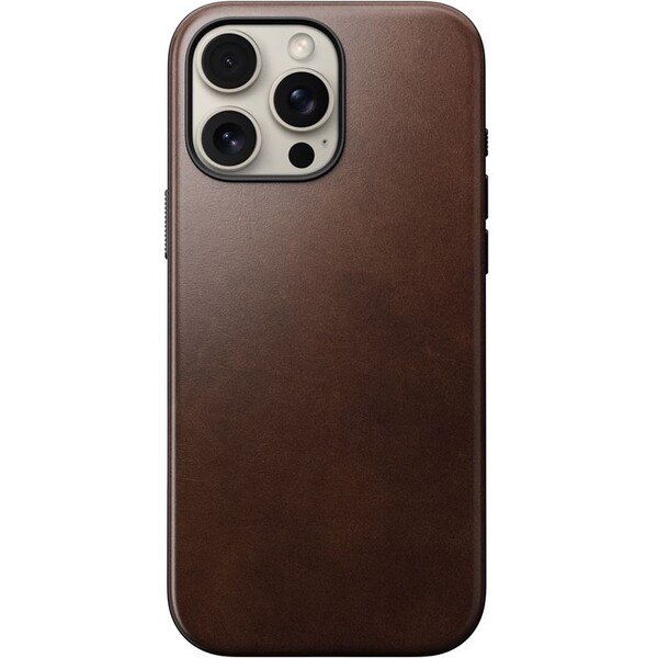 Nomad Modern Leather Case MagSafe kryt iPhone 16 Pro Max tmavě hnědý (Horween kůže)