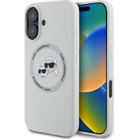 Karl Lagerfeld Liquid Silicone K&CH Heads MagSafe kryt iPhone 16 béžový - Pouzdra