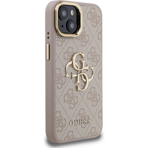 Guess PU 4G Metal Logo Stand Camera Frame kryt iPhone 15 růžový - Pouzdra - Obrázek 5d5abf3fc7254f65b079fb18ab1574c5