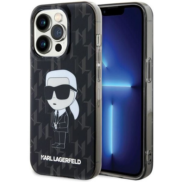 Karl Lagerfeld Monogram Ikonik zadní kryt pro iPhone 15 Pro černý