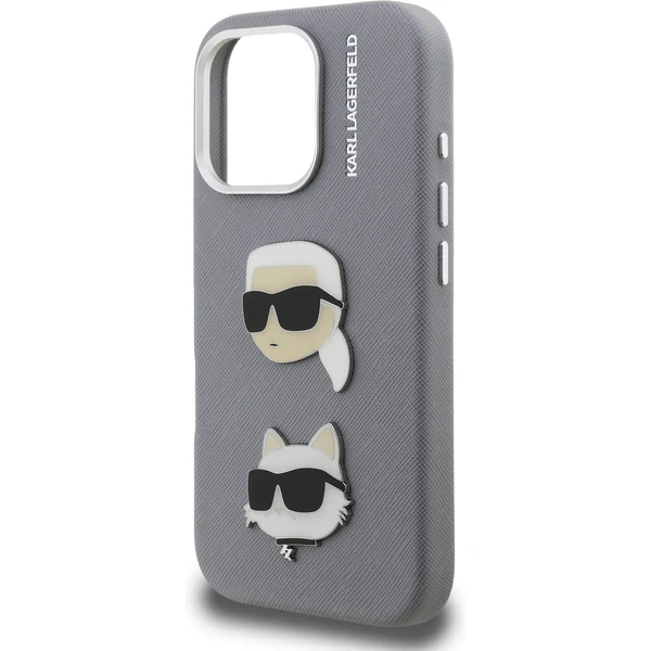 Karl Lagerfeld Grained PU K&CH Heads kryt iPhone 16 Pro Max šedý - Pouzdra - Obrázek 5d9ca75e30874045bf0f3ced6efcf2b8