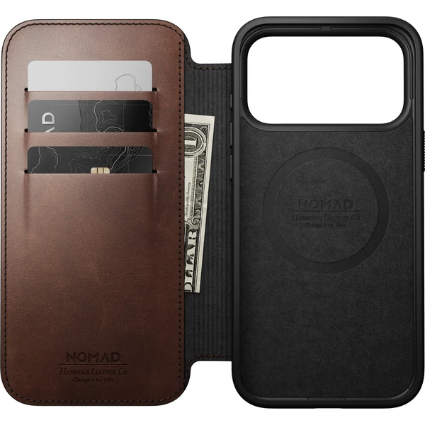 Nomad Modern Leather Folio (Horween) MagSafe kožené pouzdro iPhone 18 Pro Max Rustic Brown - Pouzdra - Obrázek 5dbcd8fae1504f6e9425983c537da470