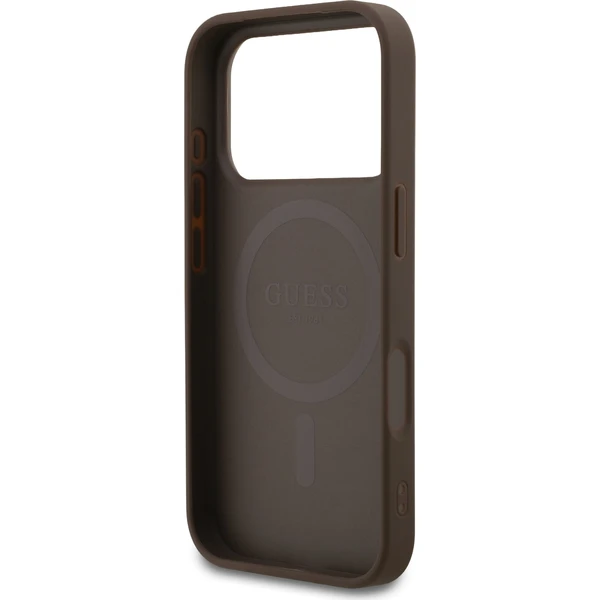 Guess PU Leather 4G Colored Ring MagSafe Zadní Kryt pro iPhone 17 Pro hnědý - Pouzdra - Obrázek 5de8b54a7b2f4b6589015202d8bbbfd2