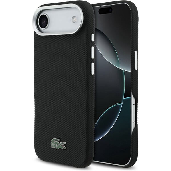 Lacoste Iconic Petit Pique Metal Logo MagSafe kryt iPhone 17 Air černý
