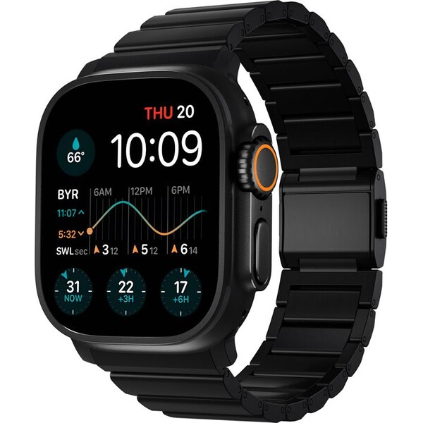 Řemínek pro Apple Watch 45/46/49 mm Nomad Titanium Band V2 - černý