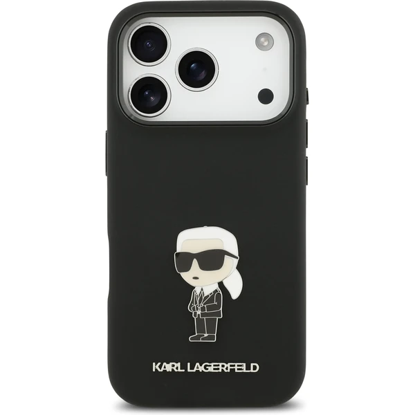 Karl Lagerfeld Liquid Silicone Metal Ikonik kryt iPhone 17 Pro černý - Pouzdra - Obrázek 5e81a1063ab4406faf2e4b8d400ba415