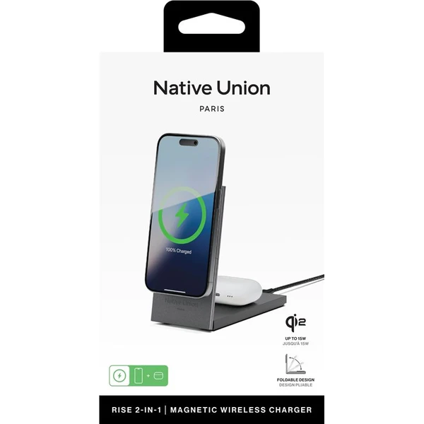 Native Union Rise 2v1 Qi2 (MagSafe) bezdrátová nabíječka černá - Nabíječky - Obrázek 5ee8e49d249a4b5988adad3a31a93430