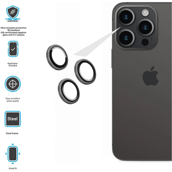 FIXED Sapphire Camera Glass ochranná skla Apple iPhone 15 Pro/15 Pro Max stříbrná - Ochranné folie a skla - Obrázek 5f879b73b95049f4a4c6bf1948f2ee23