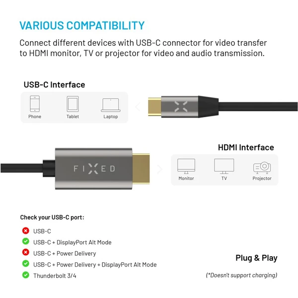 FIXED USB-C/HDMI 2.0 kabel 4K 2m černý - Kabely a redukce - Obrázek 5fab359d49f146d6adbf7f3ec6fb7dd7