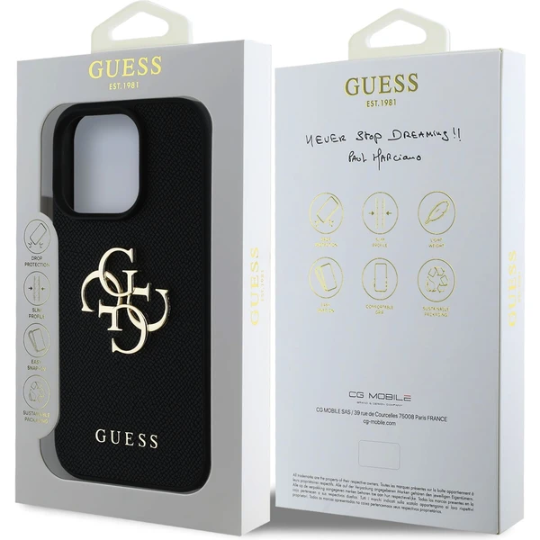 Guess PU Grained 4G Metal Logo kryt iPhone 15 Pro černý - Pouzdra - Obrázek 5fb431714d48459aaaca9391e88d0b11