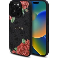 Guess PU Leather 4G Roses MagSafe kryt iPhone 16 Pro černý - Pouzdra
