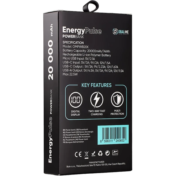 OBAL:ME EnergyPulse Powerbanka 20000mAh (22.5W) černá - Powerbanky - Obrázek 5fe304440d994deab8d937be2e690e47