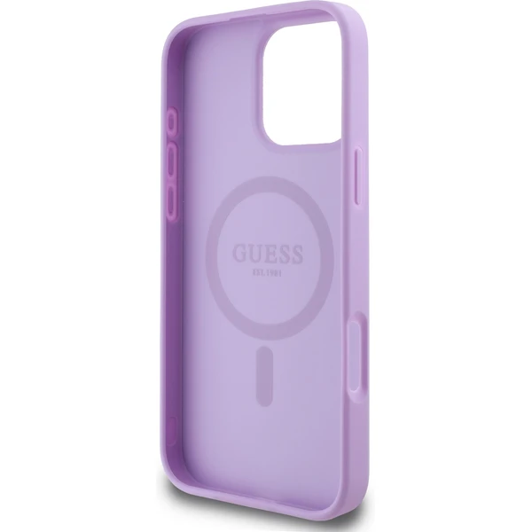 Custodia Guess Classic Logo In PU Con MagSafe Per IPhone 16 Pro, 6,3", Nera