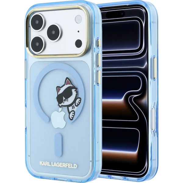 Karl Lagerfeld IML Choupette Peekaboo Magsafe kryt iPhone 18 Pro modrý