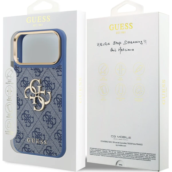 Guess PU Leather 4G Metal Logo Gold Frame kryt iPhone 18 Pro Max modrý - Pouzdra - Obrázek 60560647d6934a9f8279daad4c6e5e72