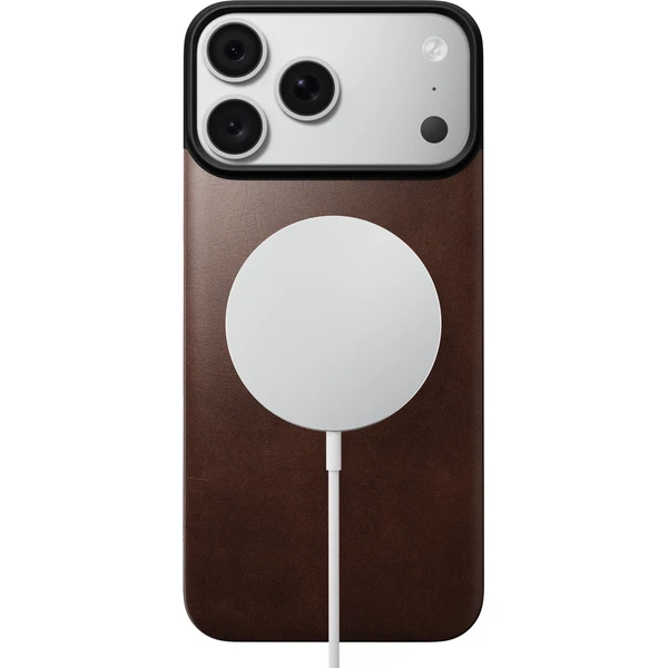 Nomad Magnetic Leather Back (Horween) MagSafe kožený kryt iPhone 17 Pro Max/18 Pro Max Rustic - Pouzdra - Obrázek 60676706ae38458e815ab45bb0b45ae6