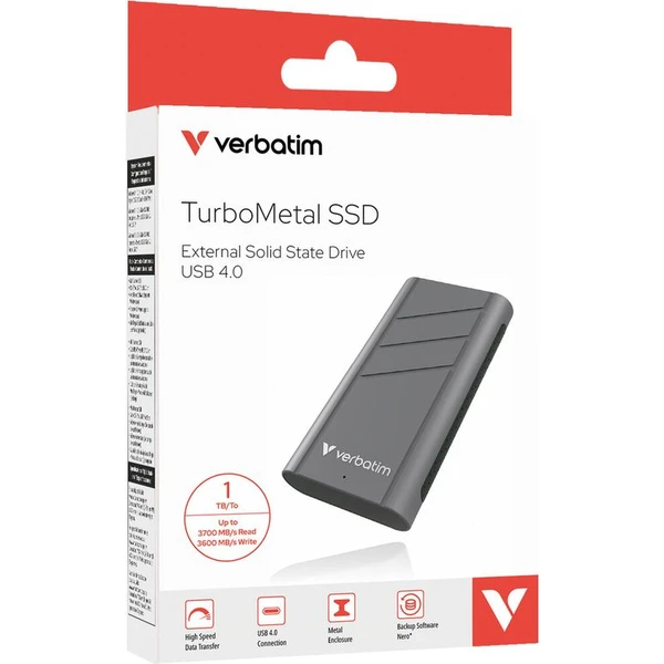 Verbatim TurboMetal SSD 1TB USB4 šedá - SSD disky - Obrázek 606S000K01