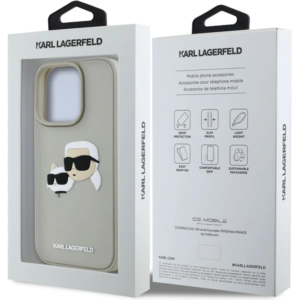 Karl Lagerfeld 3D Rubber Double Heads kryt iPhone 16 Pro béžový - Pouzdra - Obrázek 606a98f49dfc45fa80174e6d27a9fecd