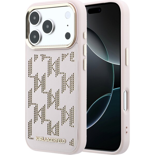 Karl Lagerfeld PU Perforated Monogram MagSafe kryt iPhone 17 Pro Max růžový