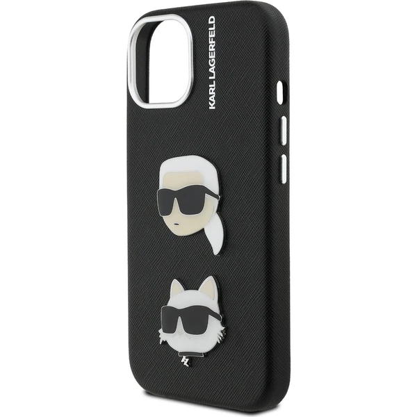Karl Lagerfeld Grained PU K&CH Heads kryt iPhone 15 černý - Pouzdra - Obrázek 60ec4b05671544be810e3fdd7a23288d