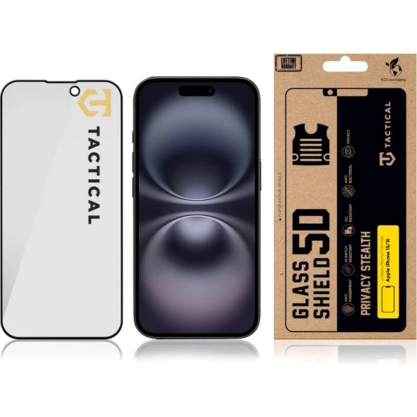 Tactical Glass Shield Privacy Stealth 5D sklo Apple iPhone 15/16 černé - Ochranné folie a skla - Obrázek 61133a9b608244f7872033baa73f32c6