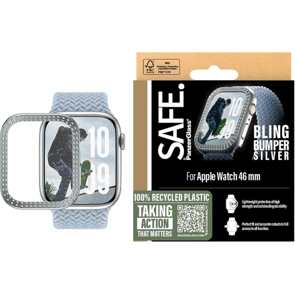 PanzerGlass® SAFE Apple Watch 10/11 (46mm) bumper třpytivě stříbrný rámeček - Pouzdra - Obrázek 61912f4028174d9b9a85658ffe731bba
