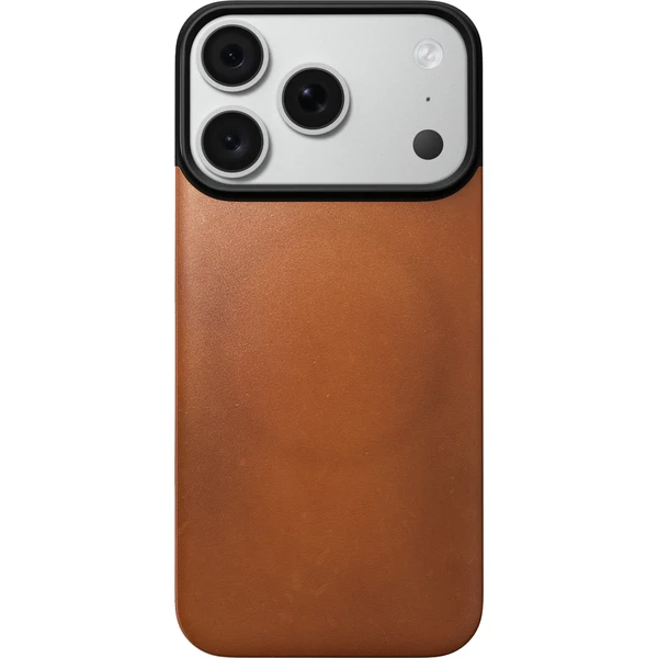 Nomad Magnetic Leather Back (Horween) MagSafe kožený kryt iPhone 17 Pro/18 Pro Saddle - Pouzdra - Obrázek 619819f191594aea8c7927ff2f378540