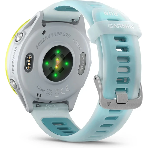Garmin Forerunner 570 47 mm žlutá hliníková luneta s bílo-tyrkysovým poloprůhledným řemínkem - Chytré hodinky - Obrázek 61LG000J01