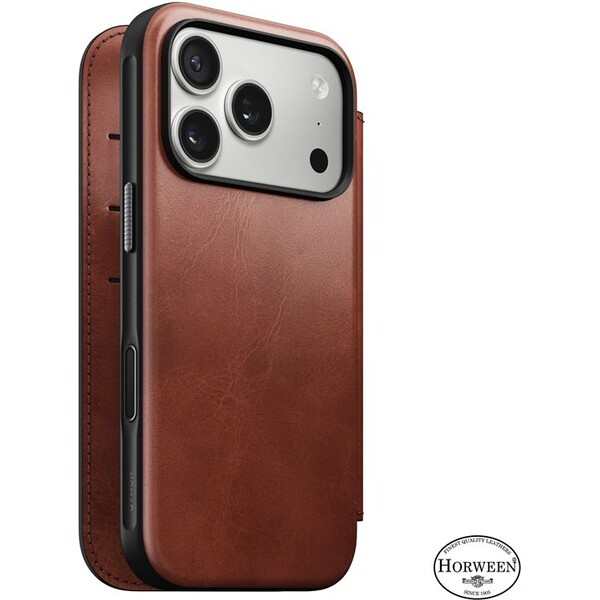 Nomad Modern Leather Folio (Horween) MagSafe kožené pouzdro iPhone 17 Pro Olde Dublin