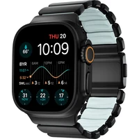 Nomad Stratos Band FKM řemínek Apple Watch 45/46/49mm Black Titanium/Icy Blue - Řemínky